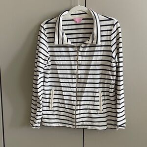 Lilly Pulitzer Womens Large Stretch Bennett Striped French Terry Full Zip Jacket